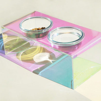Acrylic Glass Pet Dazzling Food Bowl