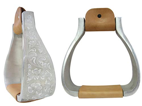 AJ Tack Engraved Aluminum Wide Bell Stirrups