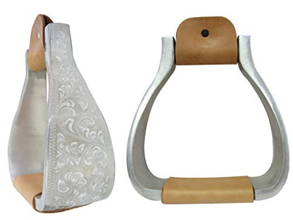 AJ Tack Engraved Aluminum Wide Bell Stirrups