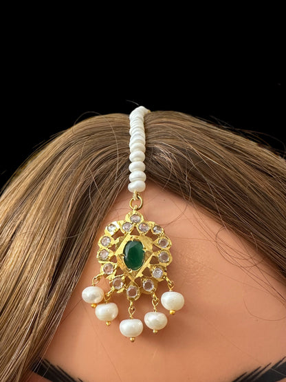 DJTK305  tika in fresh water pearls  - Green ( READY TO SHIP )