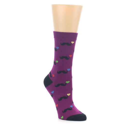 Purple Mustache Socks - Women's Novelty Socks