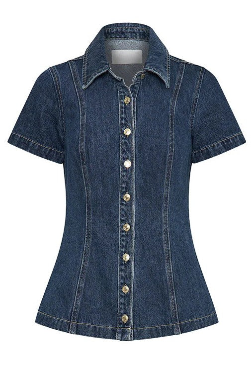WOMEN FASHION DENIM TWO PIECE SHORT SET