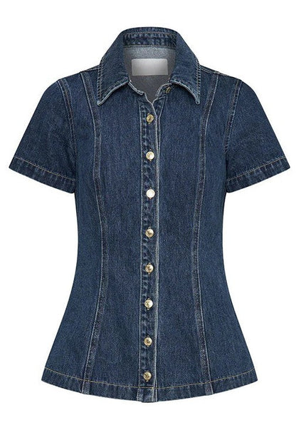 WOMEN FASHION DENIM TWO PIECE SHORT SET
