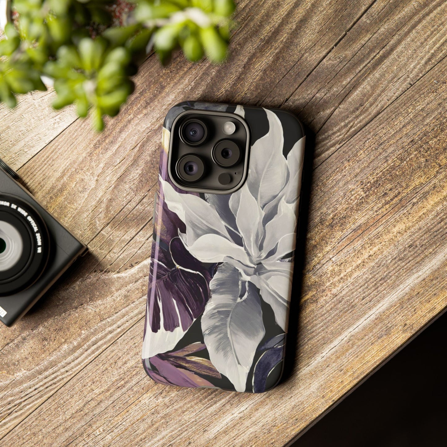 White & Plum Floral Tough Phone Case