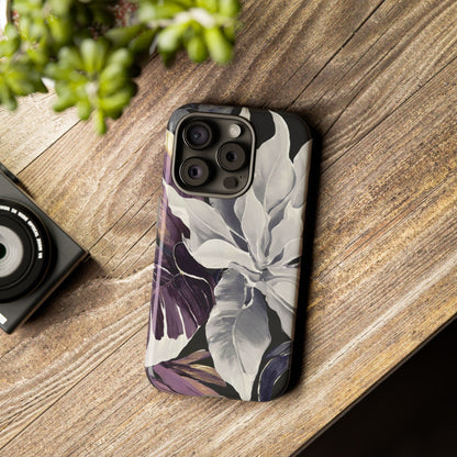 White & Plum Floral Tough Phone Case