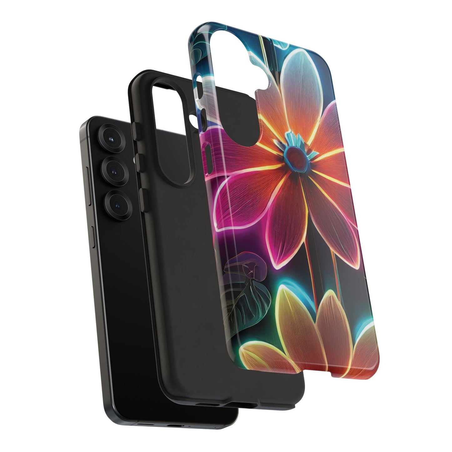 Vibrant Neon Flowers Tough Phone Case