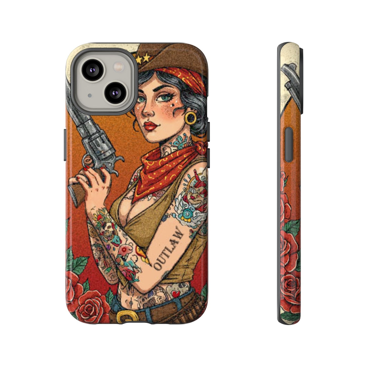 Vintage Western Tough Phone Case with Outlaw Design