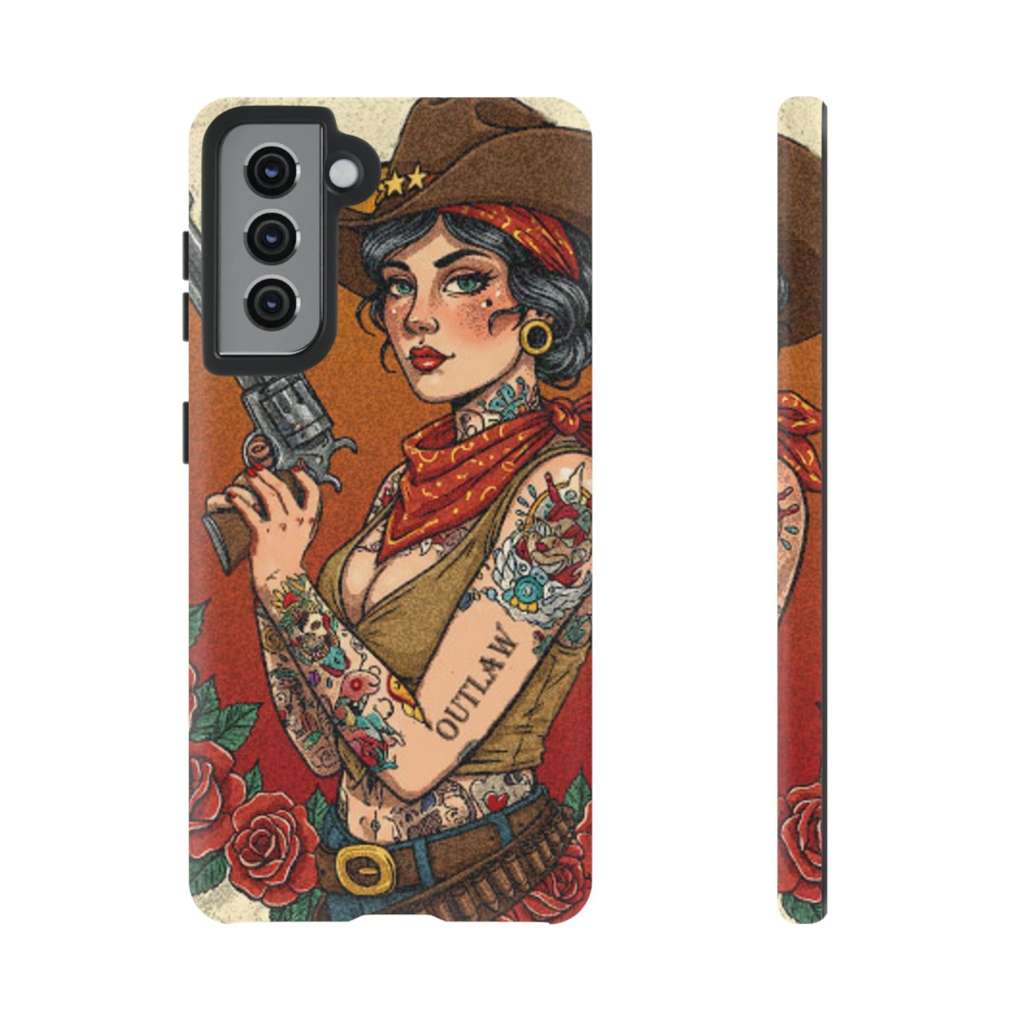 Vintage Western Tough Phone Case with Outlaw Design