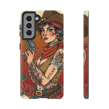 Vintage Western Tough Phone Case with Outlaw Design
