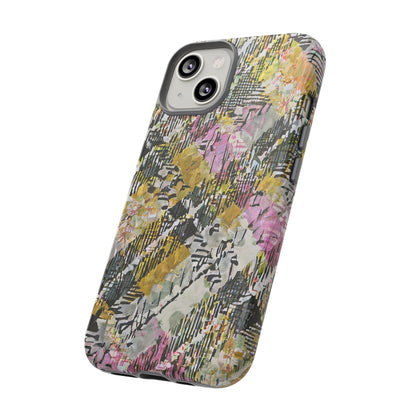 Purple Plaid Floral Artistic Tough Phone Case