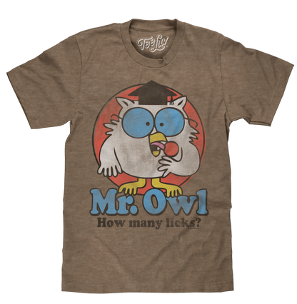 Mr. Owl How Many Licks? T-Shirt - Brown