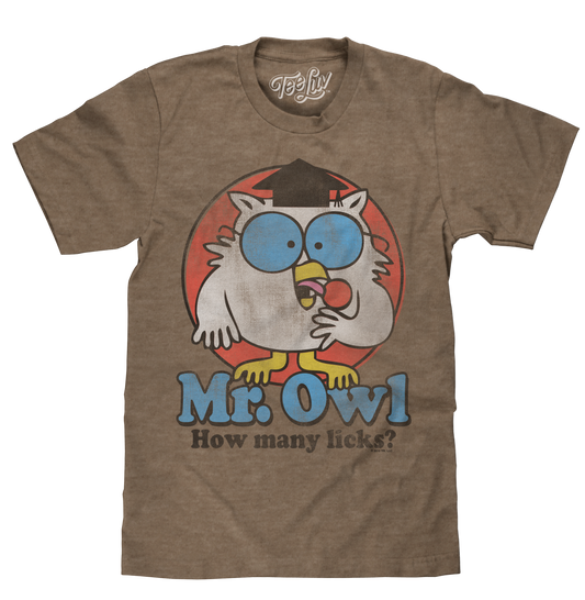 Mr. Owl How Many Licks? T-Shirt - Brown