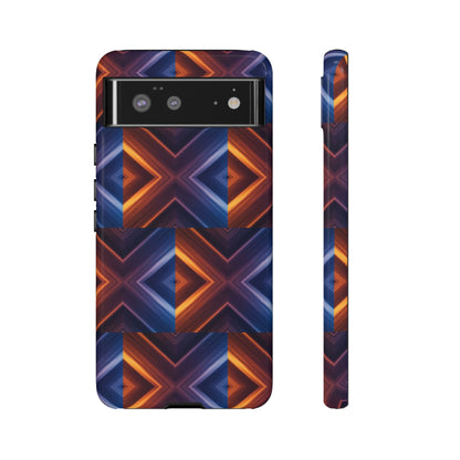 Stylish Tough Phone Case With Blue & Orange Abstract Design