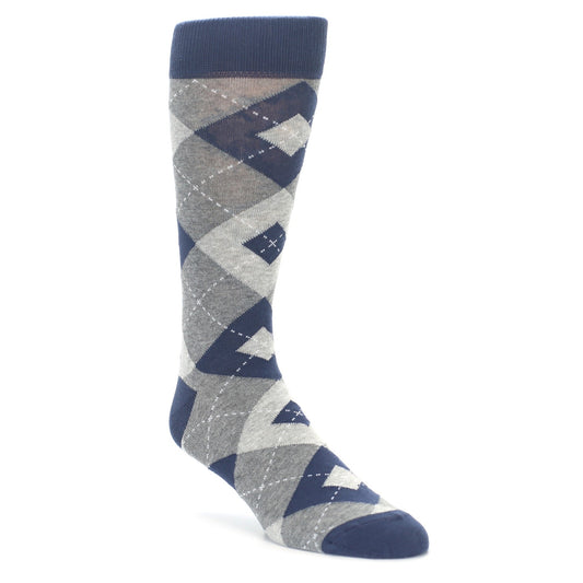 Navy Gray Argyle Men’s Dress Socks Made in USA