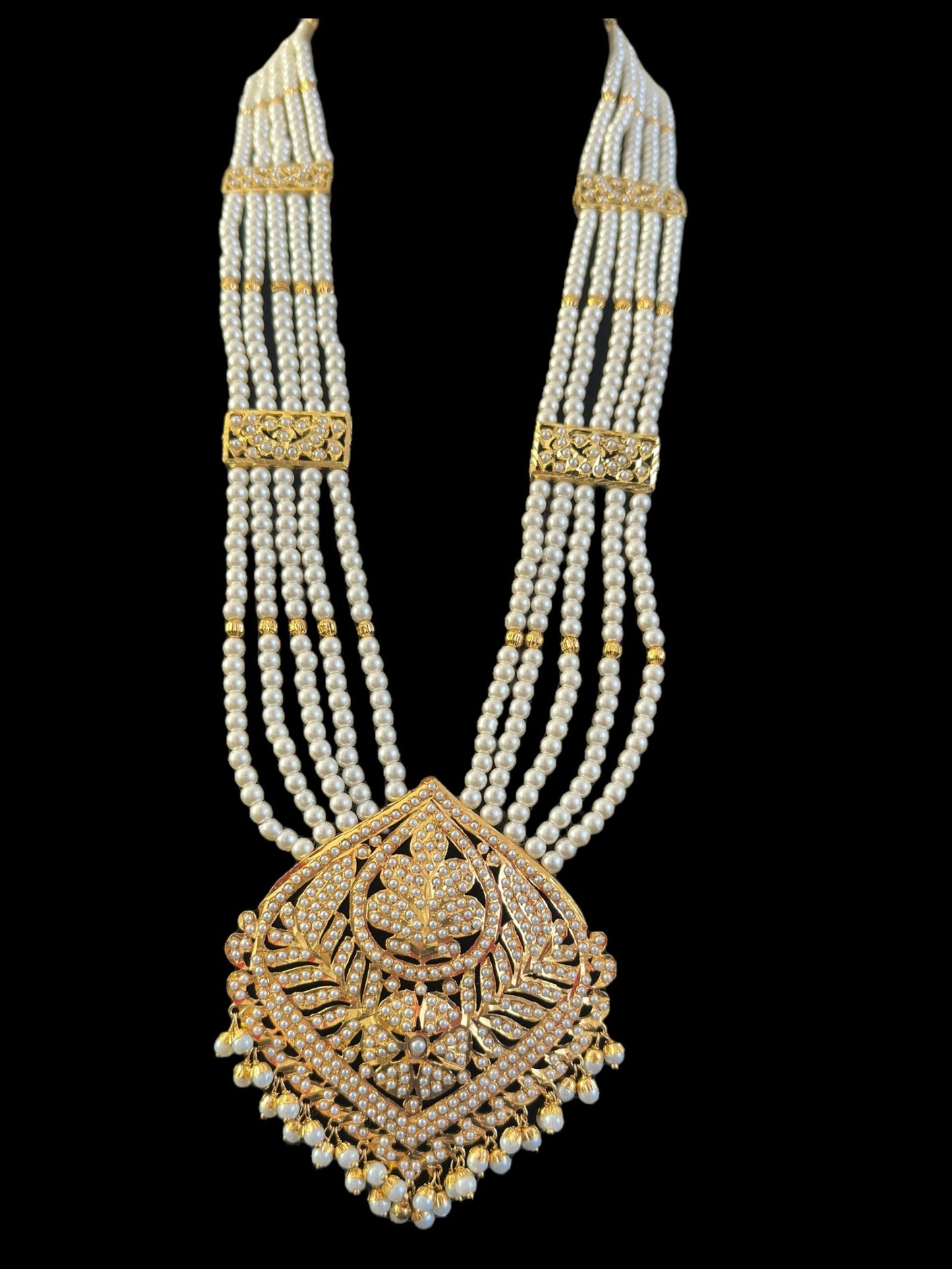 DLN107 Roosa Punjabi rani haar in pearls ( SHIPS IN 4 WEEKS )