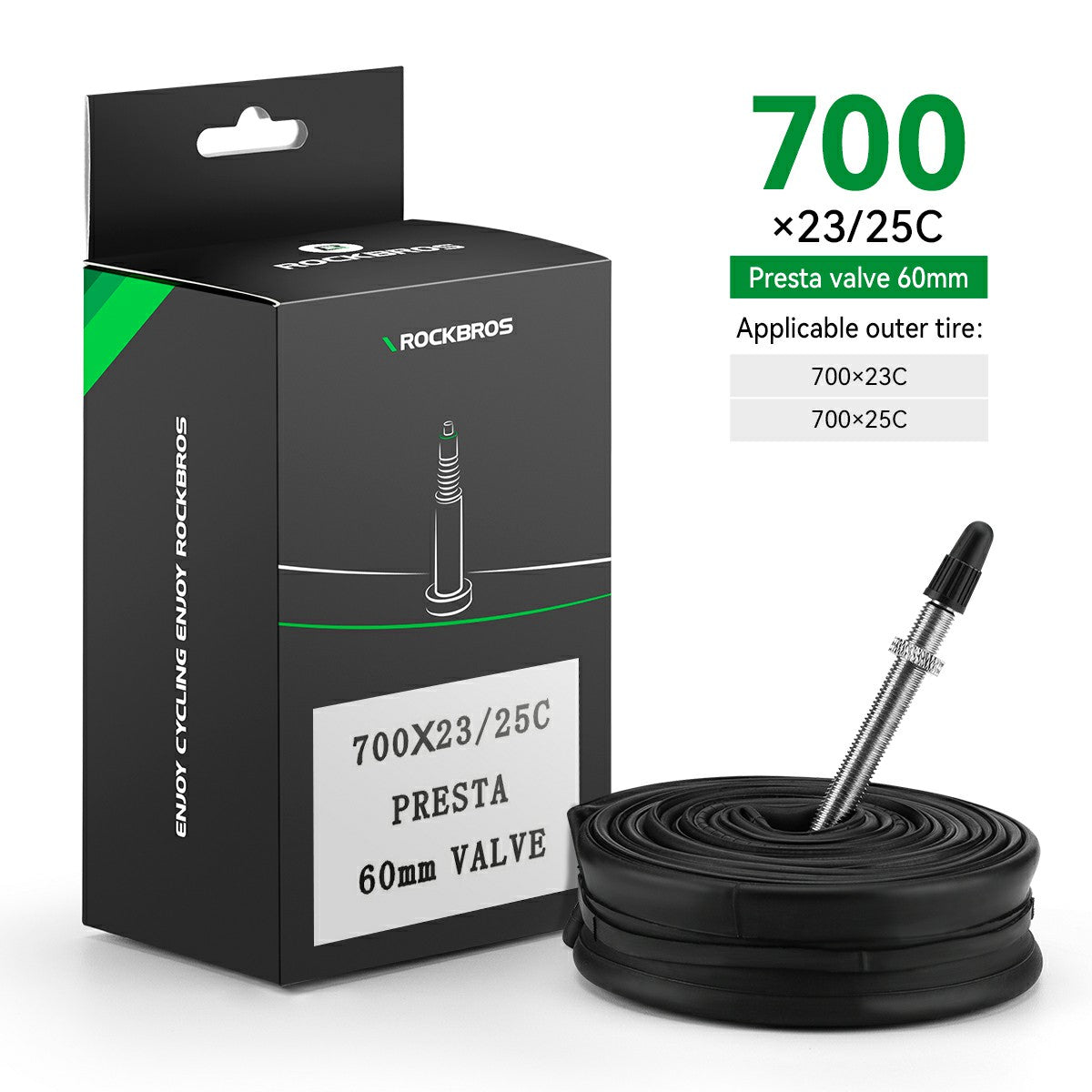 ROCKBROS 700X23/25/28/35C Road Bike Inner Tube 48mm Presta/Schrader Valve High Self Sealing Butyl Rubber