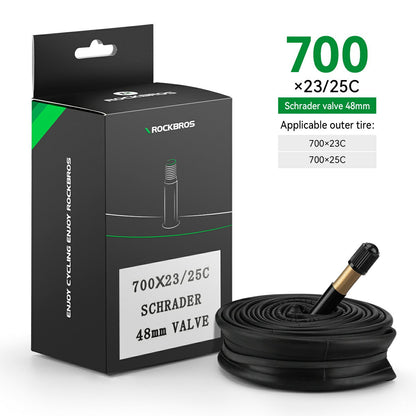 ROCKBROS 700X23/25/28/35C Road Bike Inner Tube 48mm Presta/Schrader Valve High Self Sealing Butyl Rubber