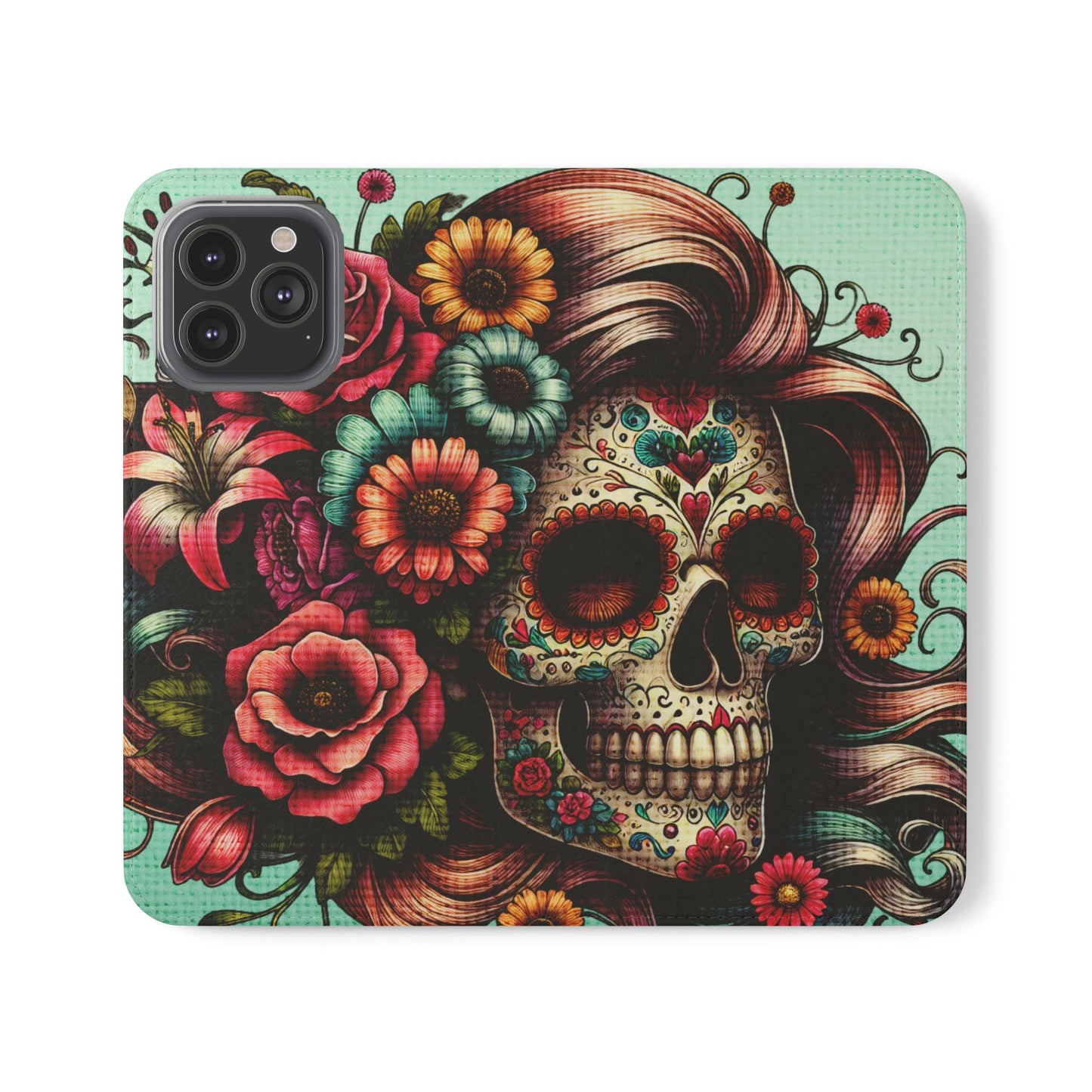 Sugar Skull Flip Wallet Phone Case