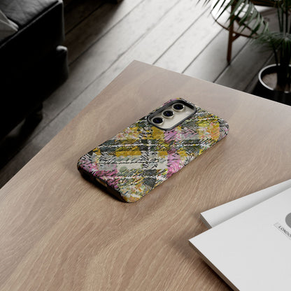 Purple Plaid Floral Artistic Tough Phone Case