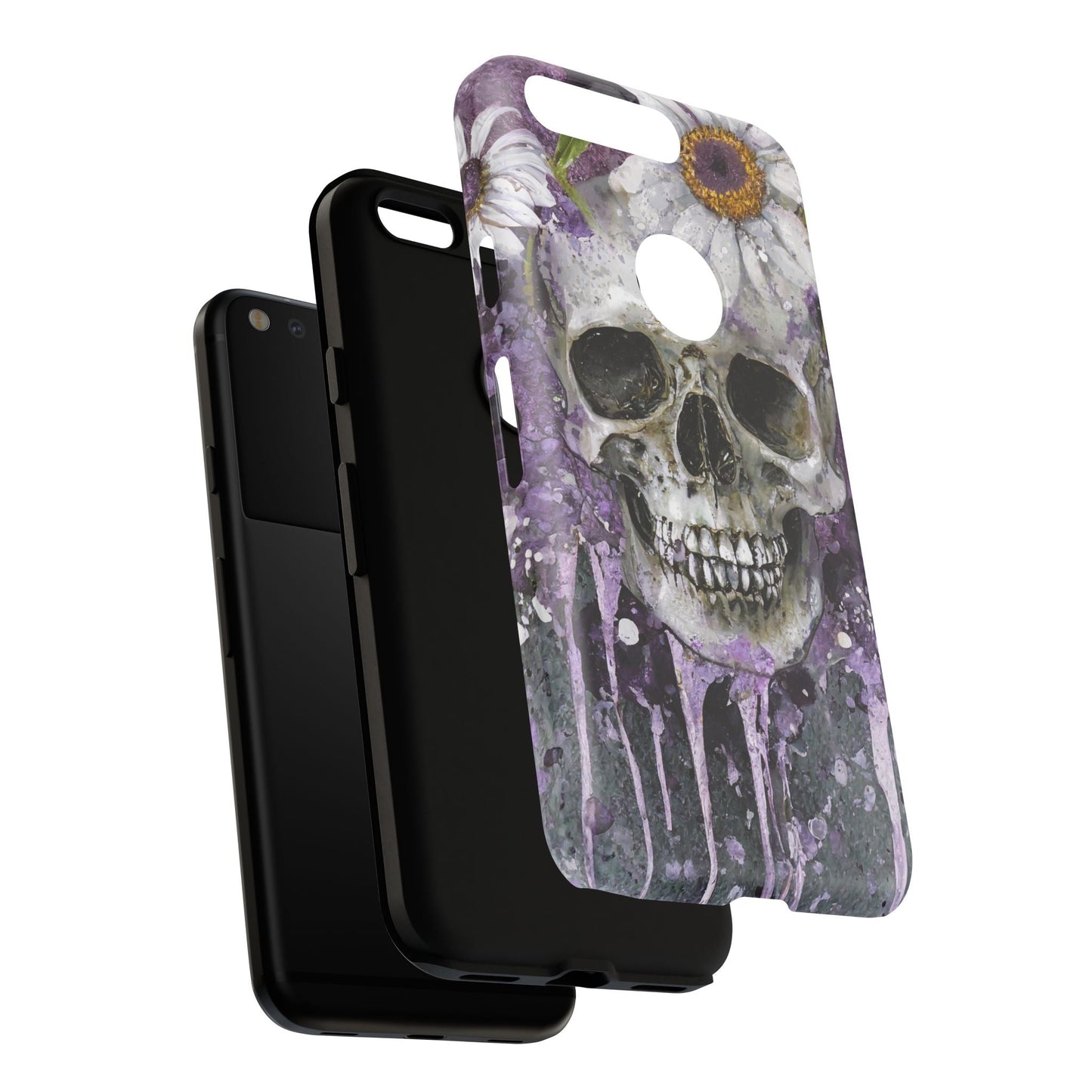 Plum Skull and Daisy Tough Phone Case