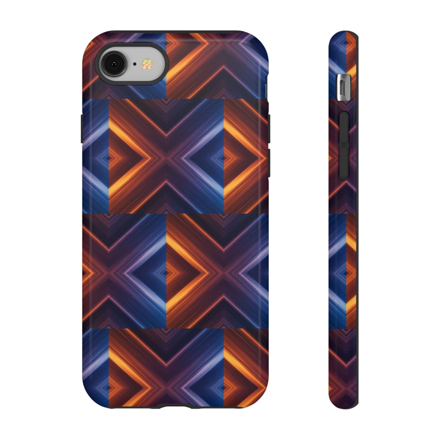 Stylish Tough Phone Case With Blue & Orange Abstract Design