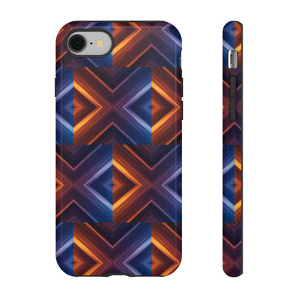 Stylish Tough Phone Case With Blue & Orange Abstract Design