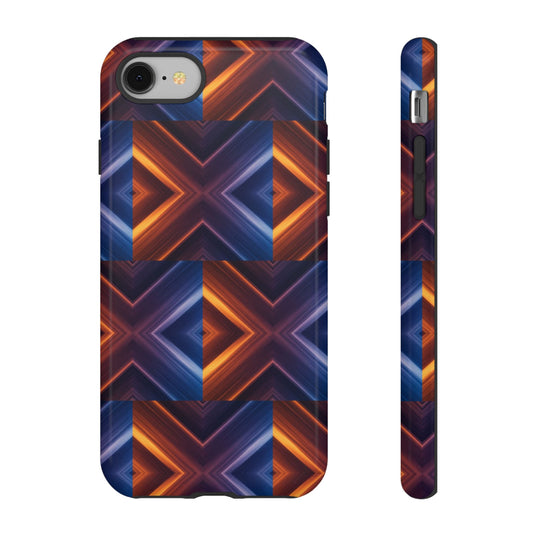Stylish Tough Phone Case With Blue & Orange Abstract Design