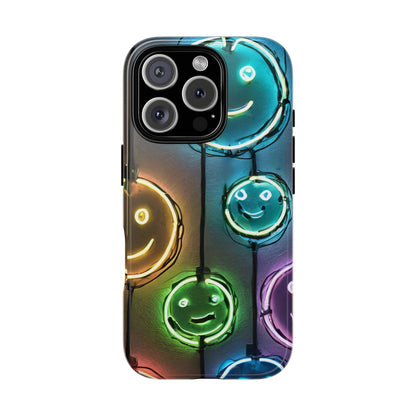 Colorful Neon Smiley Face Phone Case - Tough & Stylish Protection