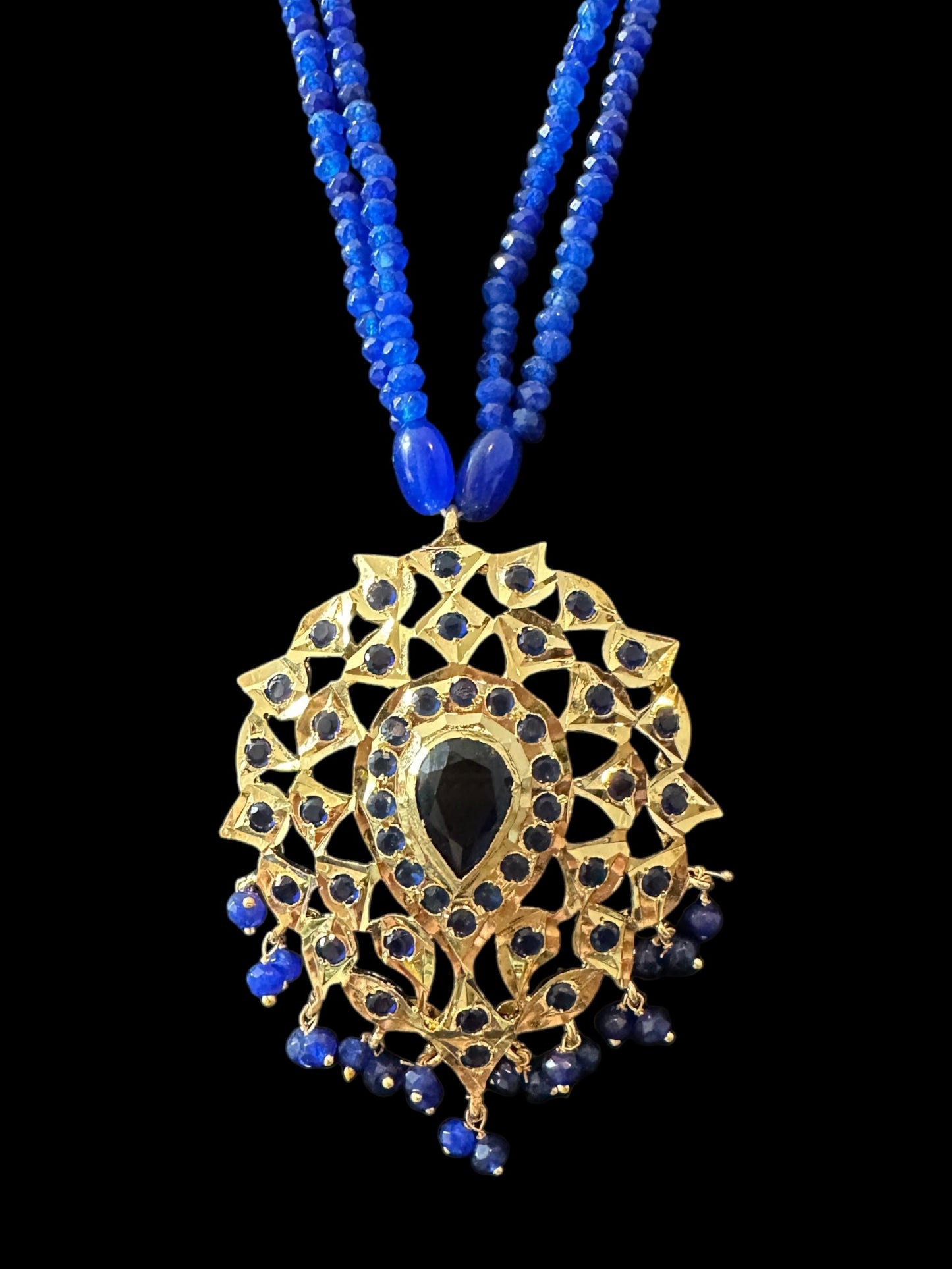 PS505 Elena faux sapphire pendant set ( SHIPS IN 2 WEEKS  )