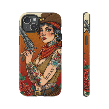 Vintage Western Tough Phone Case with Outlaw Design
