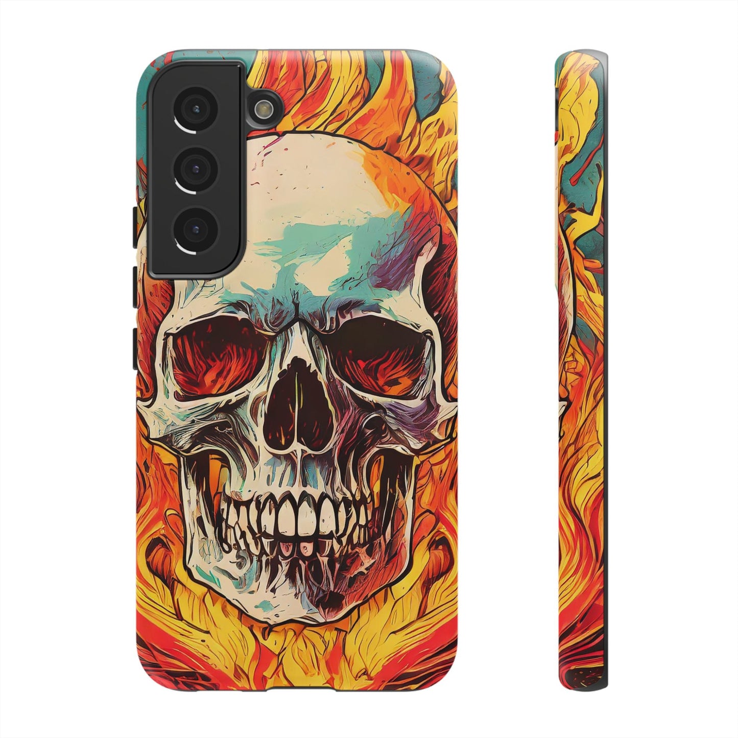 Flaming Skull Tough Phone Case