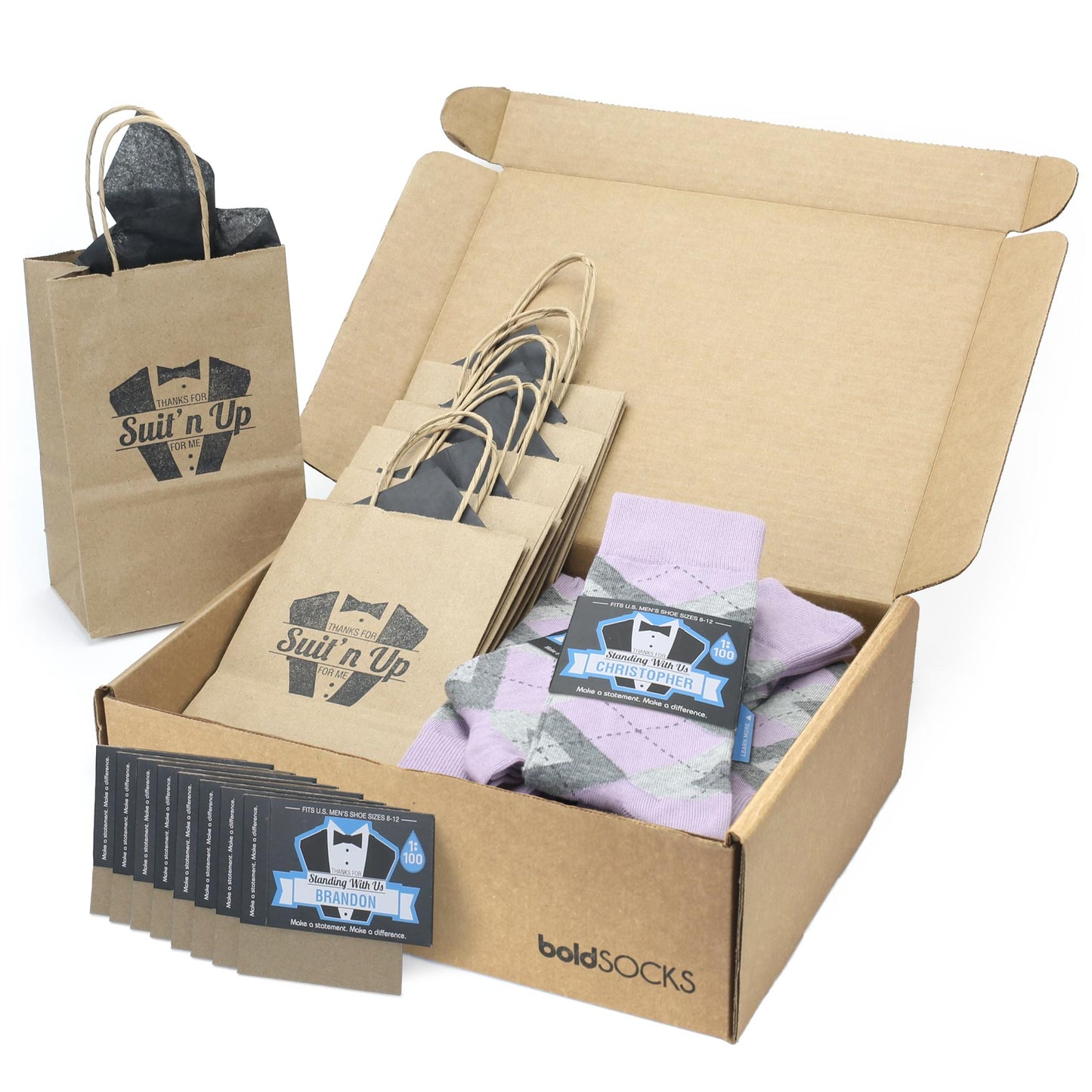 Customizable Groomsmen Gift Set Quartz Gray Argyle Men’s Dress Socks