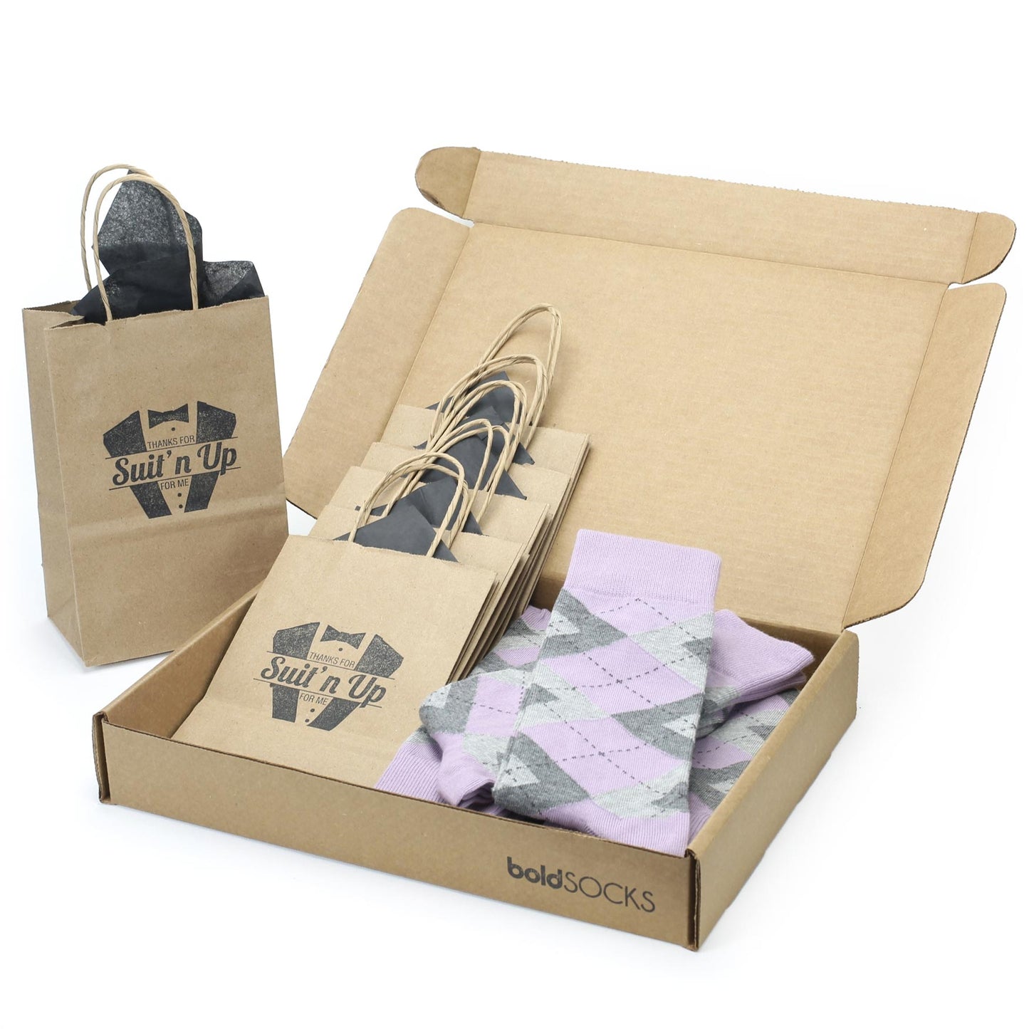 Customizable Groomsmen Gift Set Quartz Gray Argyle Men’s Dress Socks