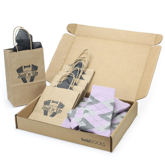 Customizable Groomsmen Gift Set Quartz Gray Argyle Men’s Dress Socks