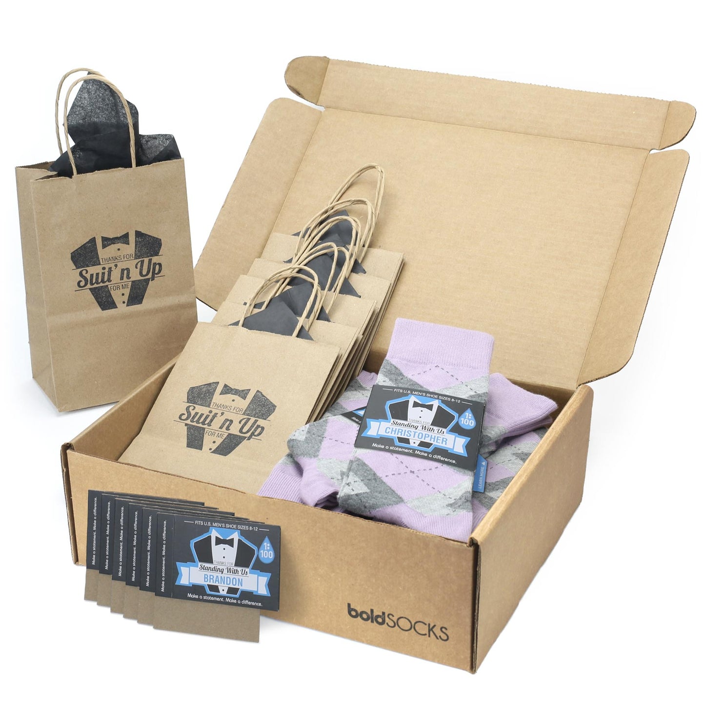 Customizable Groomsmen Gift Set Quartz Gray Argyle Men’s Dress Socks
