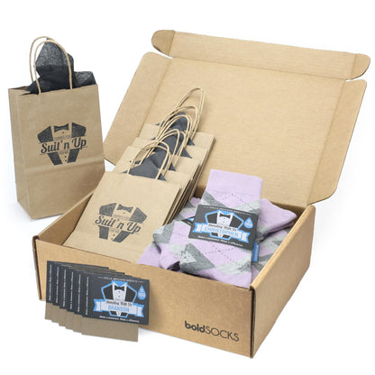 Customizable Groomsmen Gift Set Quartz Gray Argyle Men’s Dress Socks