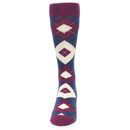 Sangria Navy Argyle Wedding Groomsmen Men’s Dress Socks