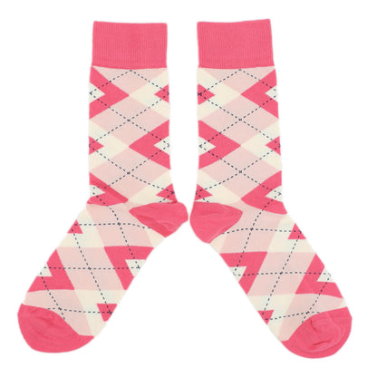 Customizable Groomsmen Gift Set Guava Bellini Pink Argyle Men’s Dress Socks