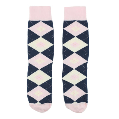 Customizable Groomsmen Gift Set Petal Pink Blush Navy Argyle Men’s Dress Socks