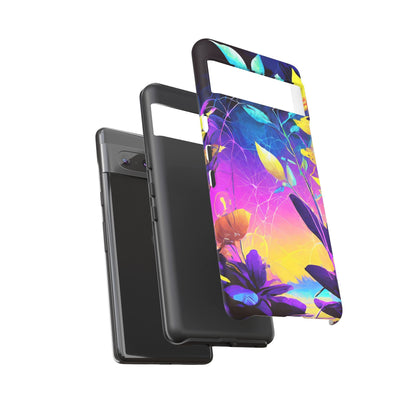 Artistic Vibrant Neon Floral Leaf Tough Phone Case