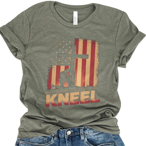 Kneel American Flag and Cross Christian T-shirt