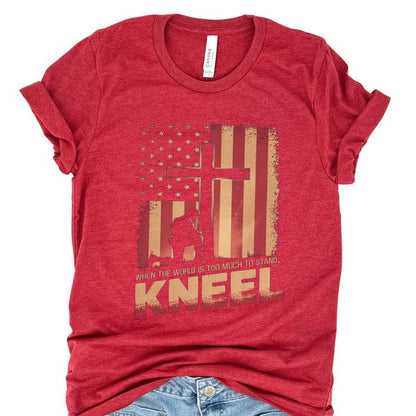 Kneel American Flag and Cross Christian T-shirt