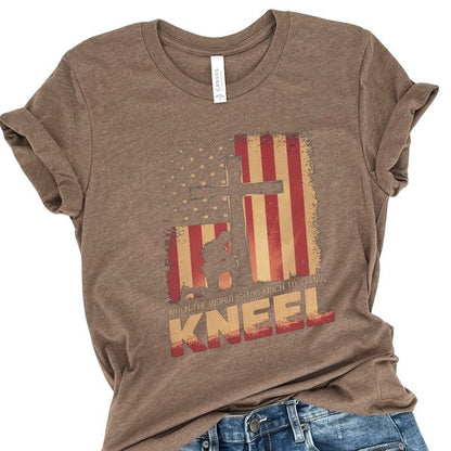 Kneel American Flag and Cross Christian T-shirt