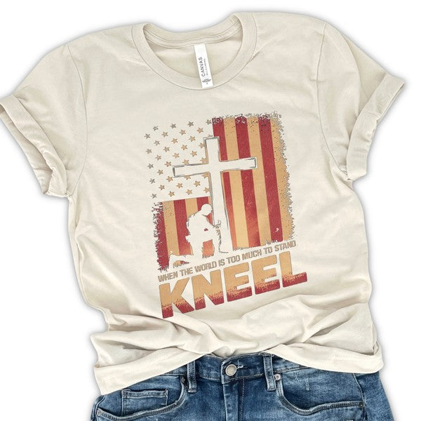 Kneel American Flag and Cross Christian T-shirt