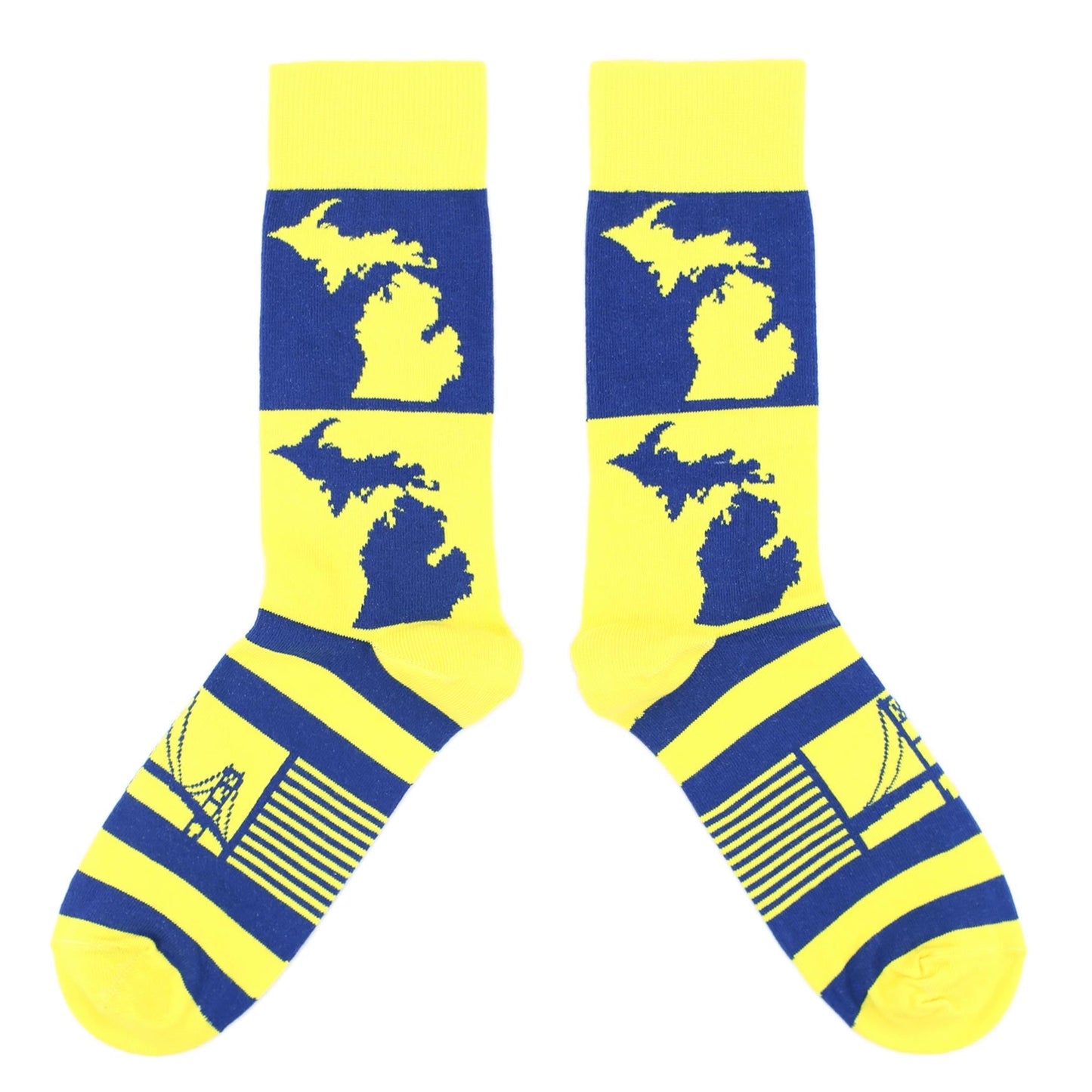 Yellow Blue Michigan Socks - Women's Novelty Socks