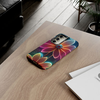 Vibrant Neon Flowers Tough Phone Case