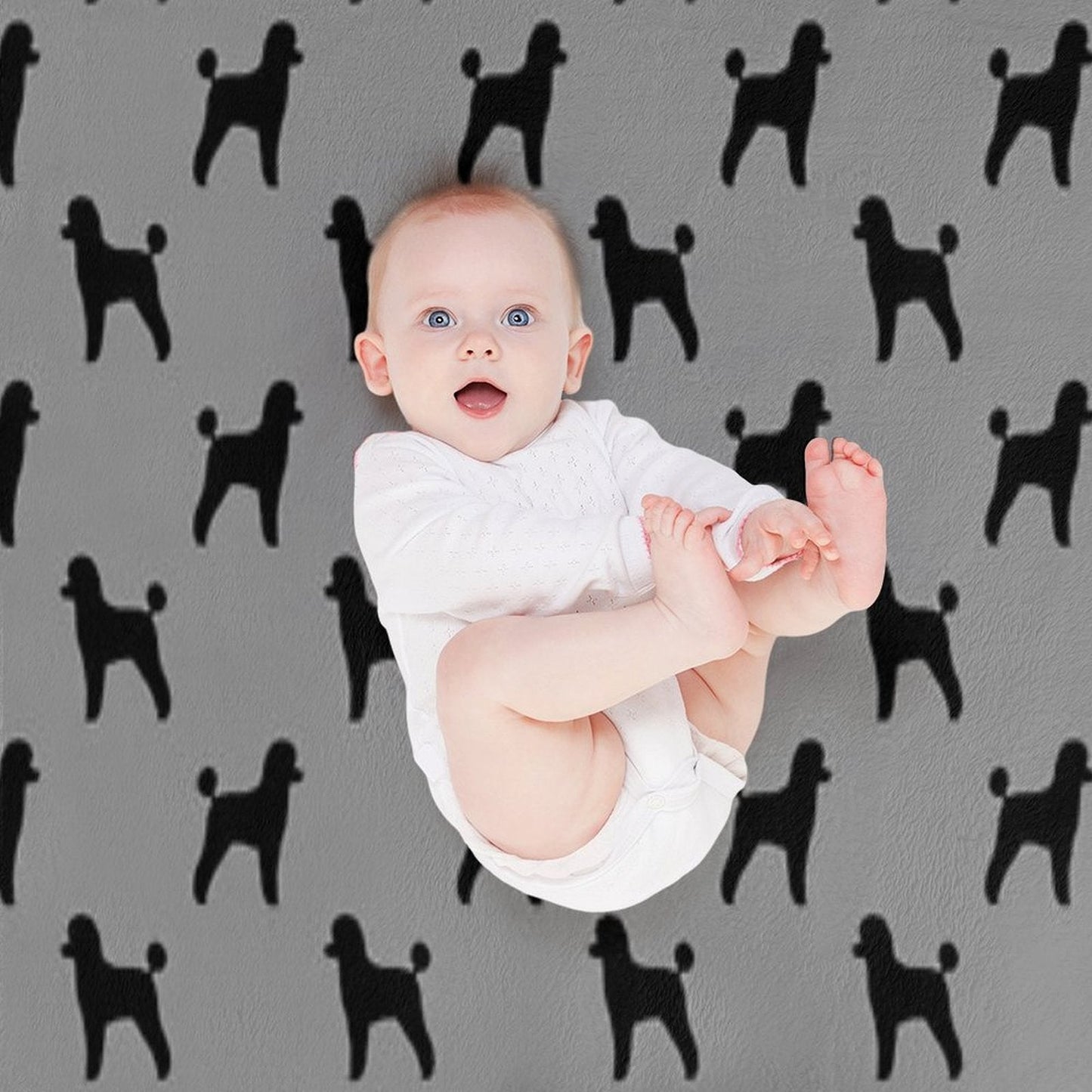 Black Toy Poodle Silhouette(s) Throw Blanket