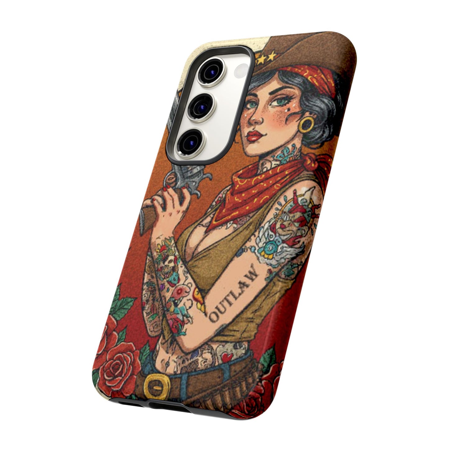 Vintage Western Tough Phone Case with Outlaw Design