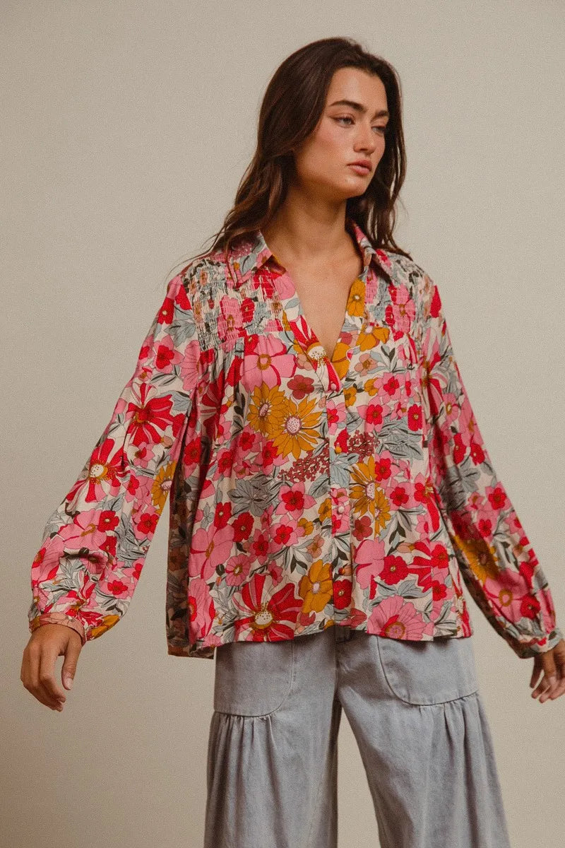 BiBi Woven Floral Printed Shirt Top