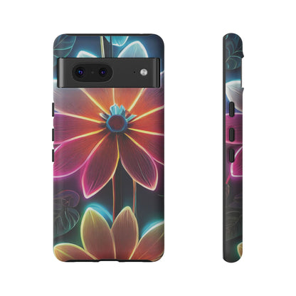 Vibrant Neon Flowers Tough Phone Case